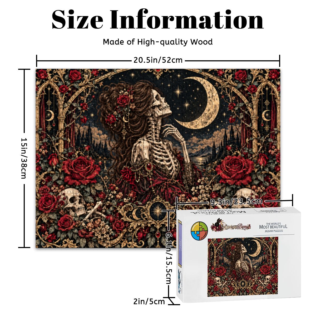 Moonlit Gothic Rose Skeleton Puzzle